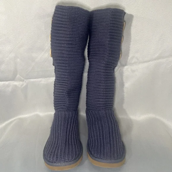 UGG Australia Boots Classic Cardy Knit Tall Boot Womens 8 Sweater Cottage Core - Picture 7 of 13